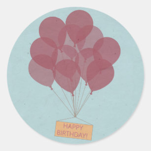 Pegatina Redonda Globos de cumpleaños felices