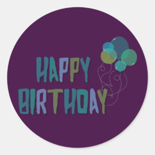 Pegatina Redonda Globos de cumpleaños felices