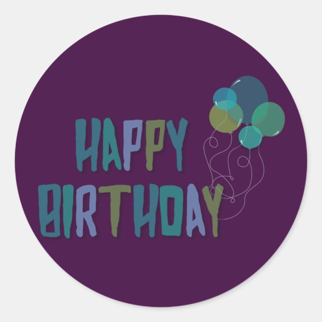Pegatina Redonda Globos de cumpleaños felices (Anverso)