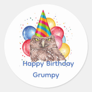 Pegatina Redonda Globos de Feliz Cumpleaños con Nombre Personalizad