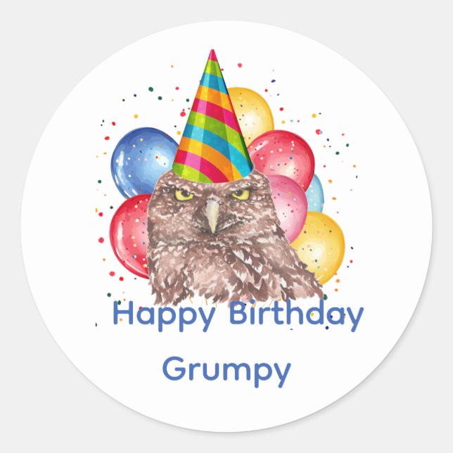 Pegatina Redonda Globos de Feliz Cumpleaños con Nombre Personalizad (Anverso)