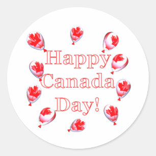 Pegatina Redonda Globos de hojas de arce en el Día de Canadá