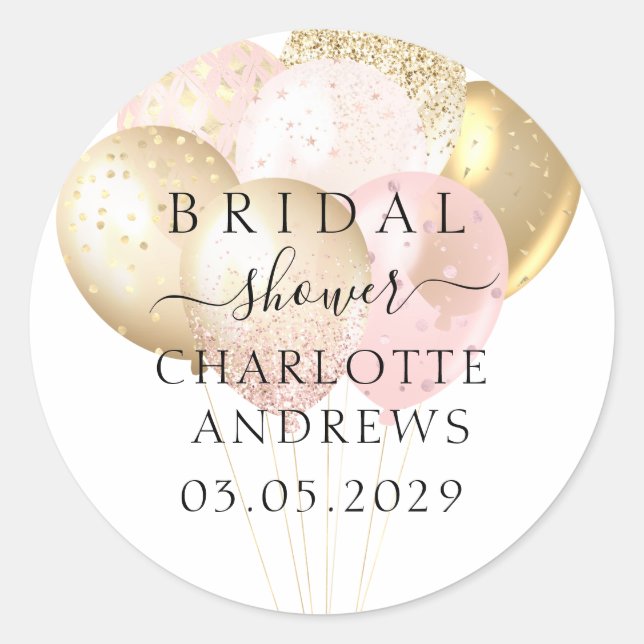 Pegatina Redonda Globos de moda, modernos y purpurinas (Anverso)