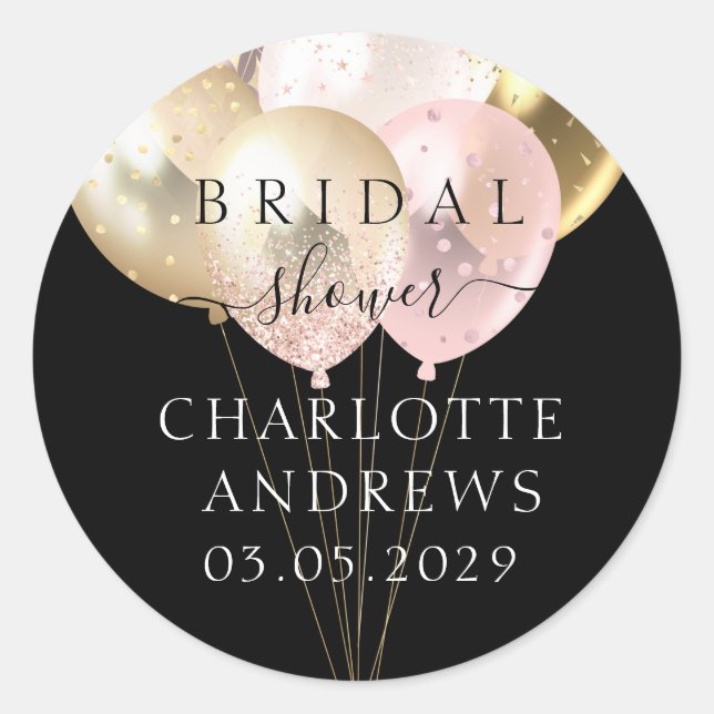 Pegatina Redonda Globos de moda, modernos y purpurinas (Anverso)