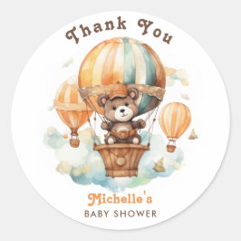 Pegatina Redonda Globos de oso de color de agua suave gracias
