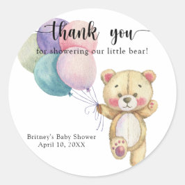 Pegatina Redonda Globos de oso de peluche - gracias