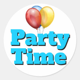 Pegatina Redonda Globos de tiempo de Fiesta azul brillante