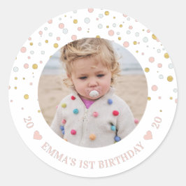 Pegatina Redonda Globos dorados y rosados | 1.ª foto del Fiesta de