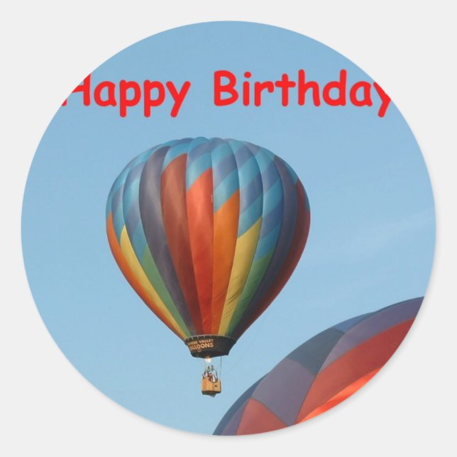Pegatina Redonda Globos, Feliz Cumpleaños, 2 genéricos (Anverso)