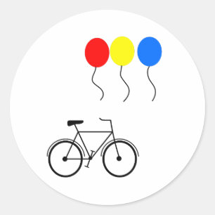 Pegatina Redonda Globos y bicicletas