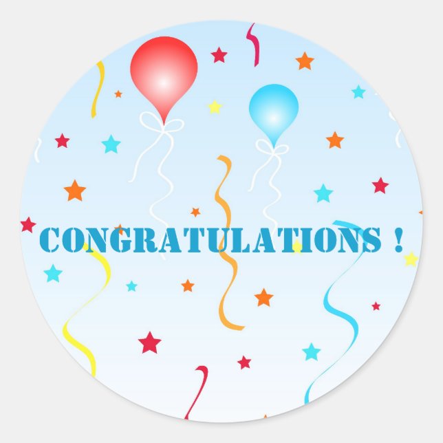 Pegatina Redonda Globos y estrellas (Anverso)