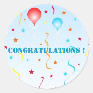 Pegatina Redonda Globos y estrellas