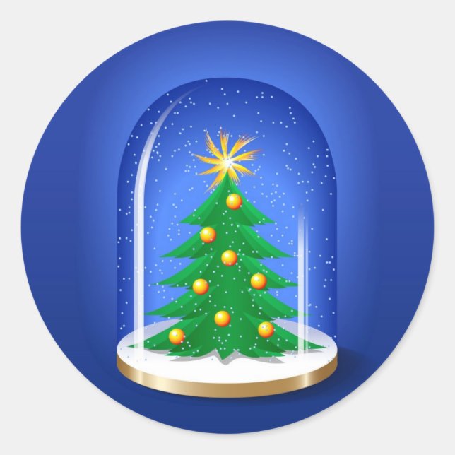 Pegatina Redonda Glóbulo de la nieve (Anverso)