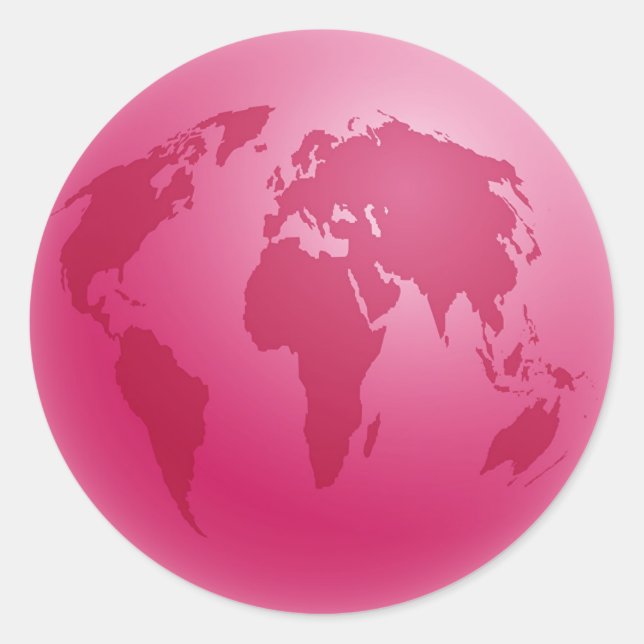 Pegatina Redonda Glóbulo rosa (Anverso)
