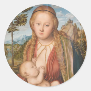 Pegatina Redonda Gloria a la Divina Bestia de María