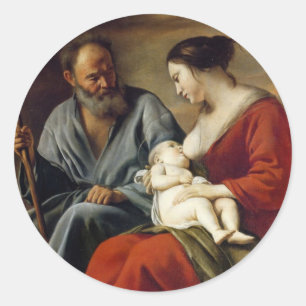 PEGATINA REDONDA GLORIA A LA FAMILIA SANTA