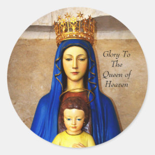 Pegatina Redonda gloria a la reina del cielo