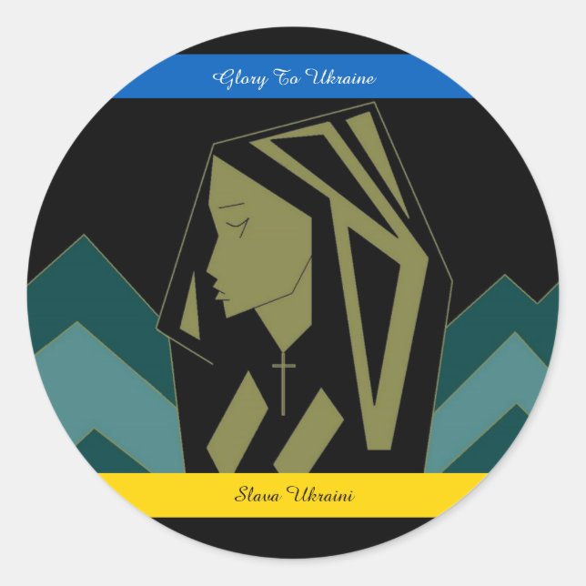 PEGATINA REDONDA GLORIA A UCRANIA (Anverso)