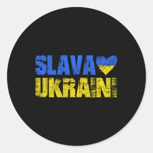 Pegatina Redonda Gloria a Ucrania Slava Ukraini