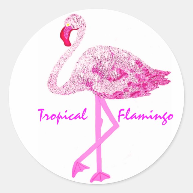 Pegatina Redonda Gloria de Flamingo (Anverso)