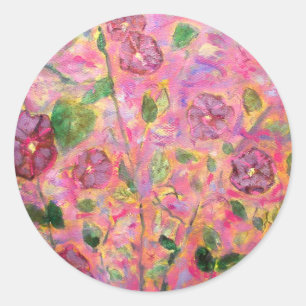 Pegatina Redonda glorias matutinas azul y púrpura