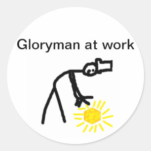 Pegatina Redonda Gloryman en el trabajo