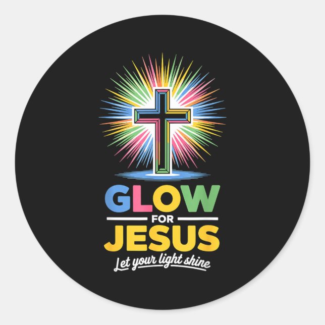 Pegatina Redonda Glow For Jesus Christian Faith  (Anverso)