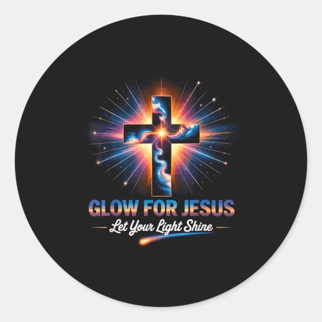 Pegatina Redonda Glow For Jesus Cross  (Anverso)