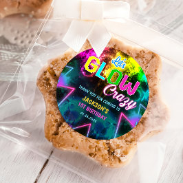 Pegatina Redonda Glow Neon Lights Gracias Por La Fiesta De Cumpleañ