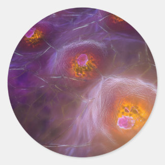 Pegatina Redonda Glowing Cellular Network Abstract Art