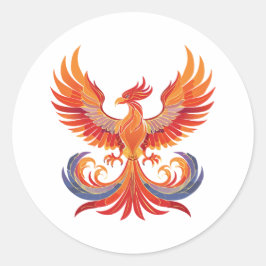 Pegatina Redonda Glowing mythological Fantasy Phoenix Bird
