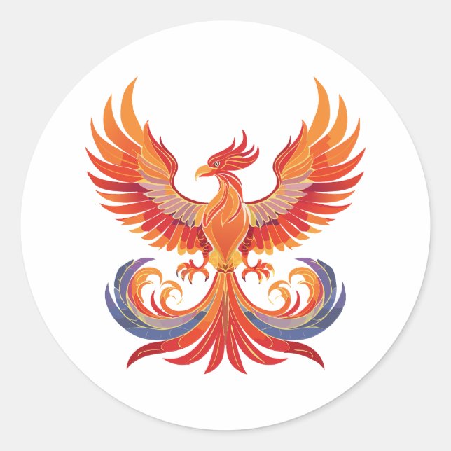 Pegatina Redonda Glowing mythological Fantasy Phoenix Bird (Anverso)