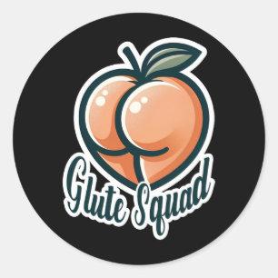Pegatina Redonda Glute Squad Glúteos Melocotón Trasero Gimnasio Fit