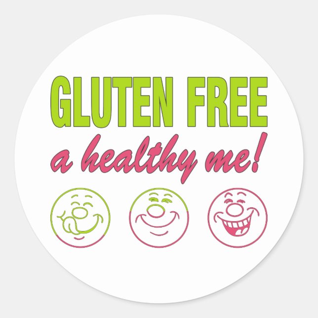Pegatina Redonda ¡Gluten Free A Me Healthy! Gluten Allergy Celiac (Anverso)