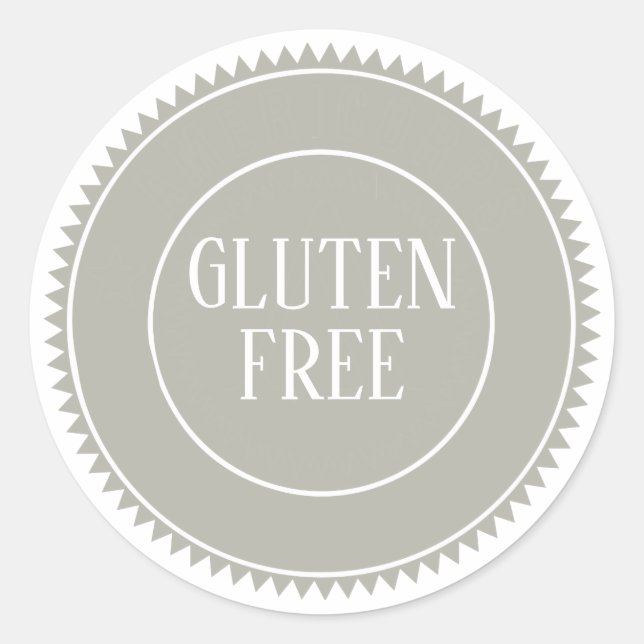 Pegatina Redonda Gluten Free Allergy Safe Bakery Gray (Anverso)