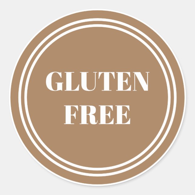 Pegatina Redonda Gluten Free Allergy Safe Gold Simple (Anverso)