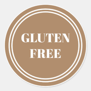 Pegatina Redonda Gluten Free Allergy Safe Gold Simple