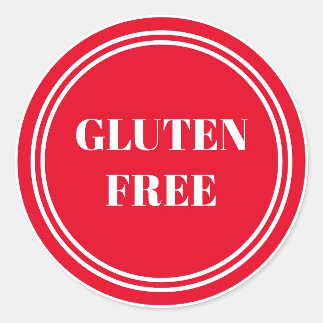 Pegatina Redonda Gluten Free Allergy Safe Red Simple Ronda clásica (Anverso)