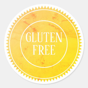 Pegatina Redonda Gluten Free Food Allergy Color amarillo seguro