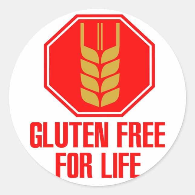 Pegatina Redonda Gluten Free For Life (Anverso)