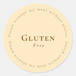 Pegatina Redonda Gluten-Free Request Sticker, Soft Beige - Brown