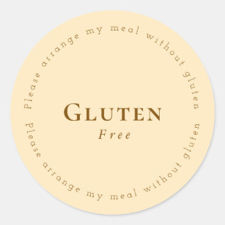 Pegatina Redonda Gluten-Free Request Sticker, Soft Beige - Brown