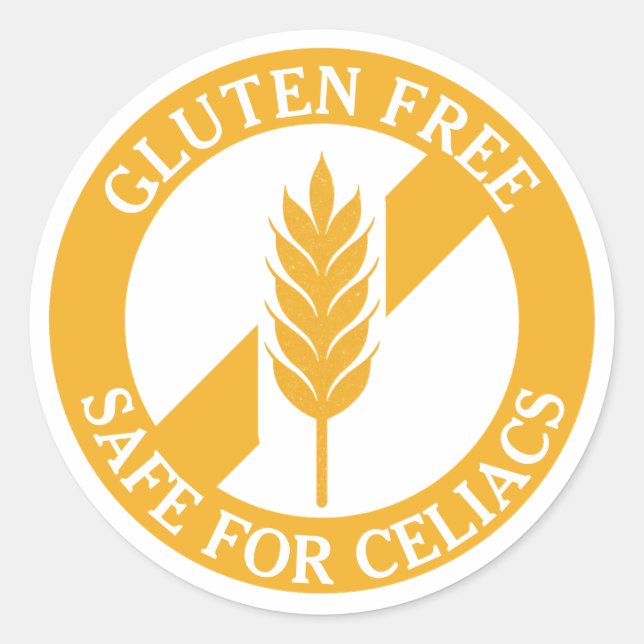 Pegatina Redonda Gluten Free Safe for Celiacs Awareness Sticker (Anverso)
