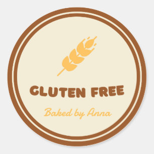 Pegatina Redonda Gluten Free Simple Personalizado