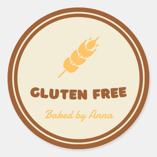 Pegatina Redonda Gluten Free Simple Personalizado (Anverso)