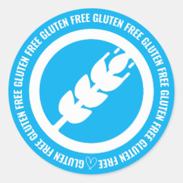 Pegatina Redonda Gluten Free Sticker Labels - Blue & White