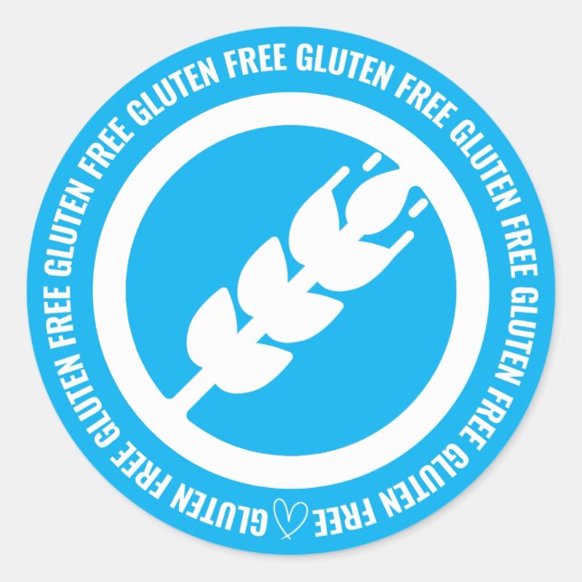 Pegatina Redonda Gluten Free Sticker Labels - Blue & White (Anverso)