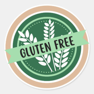 Pegatina Redonda Gluten Libre, Sin Gluten, Celiac