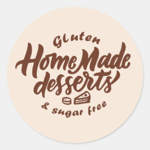 Pegatina Redonda gluten postres sin azúcar arte palabra