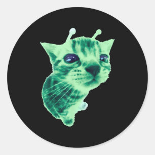 Pegatina Redonda Gnarp Cat Silly Alien Cat Meme Brainrot Meme Funny